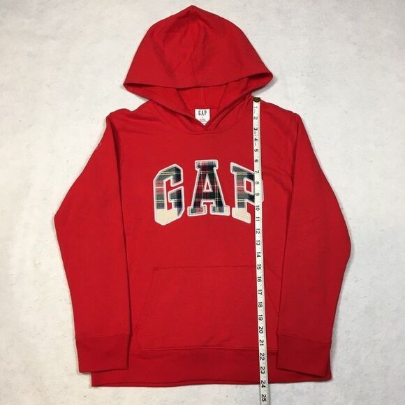Gap Womens S Logo Hooded Sweatshirt Red Plaid Christmas Holiday Classic Retro - Picture 6 of 9